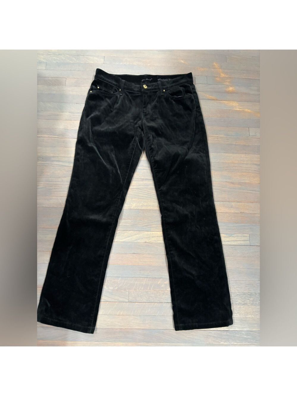 645. 7 For All Mankind Black Velvet Straight Leg Pants
